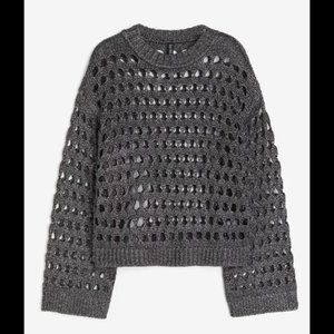 NWT H&M Hole-Knit Jumper, Dark Grey Size S